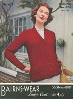 Vintage classic cardigan vintage knitting pattern to fit 35"-36" bust